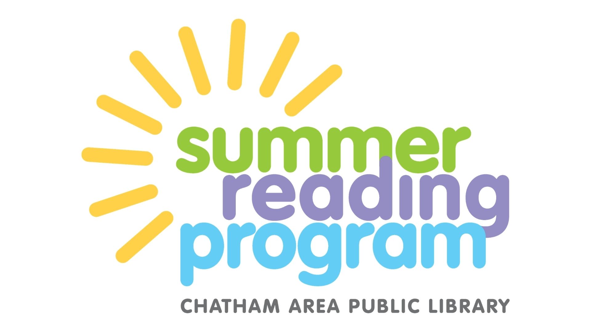 White background with colorful text and sunburst-like lines coming off of the words in the upper left corner.