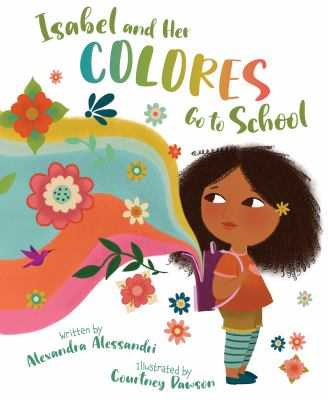 A young person with rainbows and magical imagery coming from their backpack.