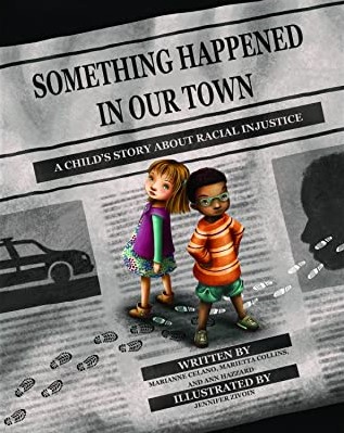 A Black boy and a white Girl stand back to back on newspaper looking concerned