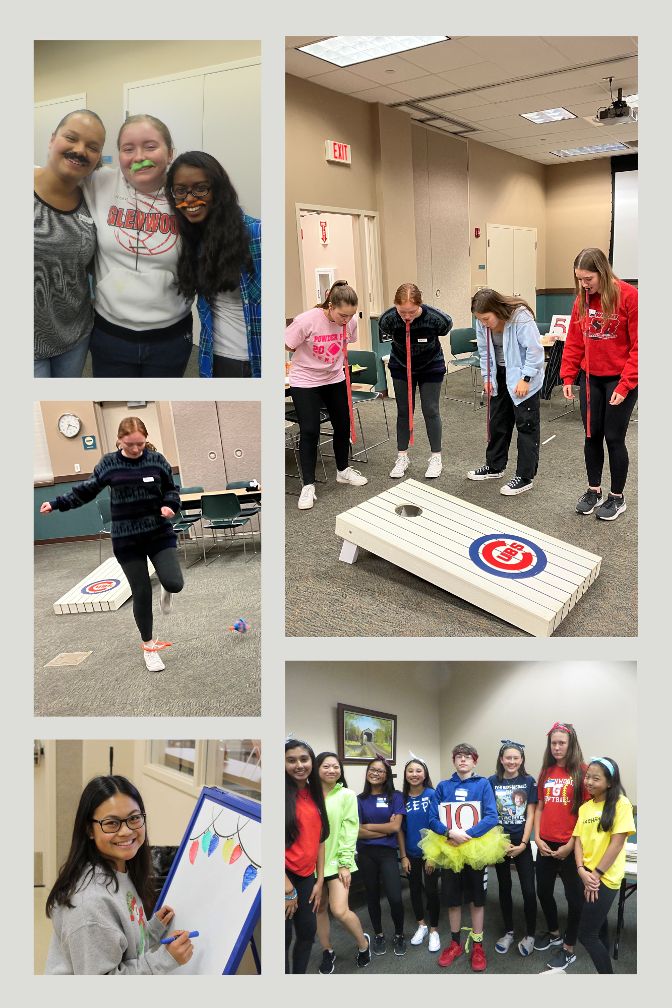 5 pictures of teens having fun at the library