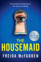 See an eye looking through a keyhole with a blue door