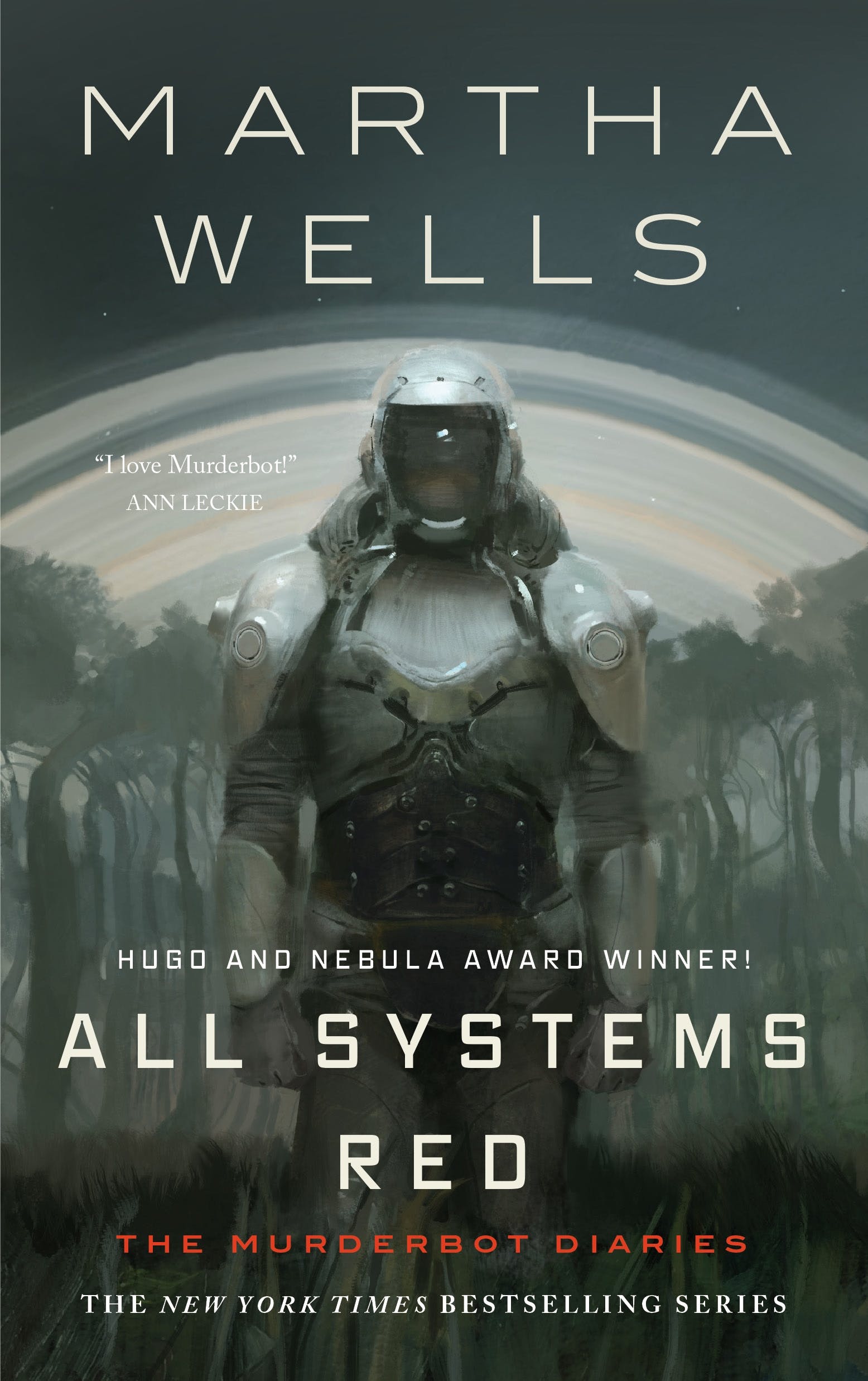 book cover of All Systems  Red by Martha Wells - There is a being with space suit on