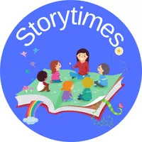 graphic of children sitting in front of an adult on an open book